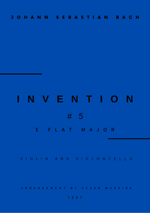 Book cover for Invention No.5 in Eb Major - Violin and Cello (Full Score and Parts)