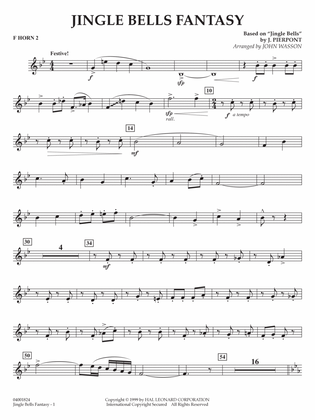 Jingle Bells Fantasy (arr. John Wasson) - F Horn 2