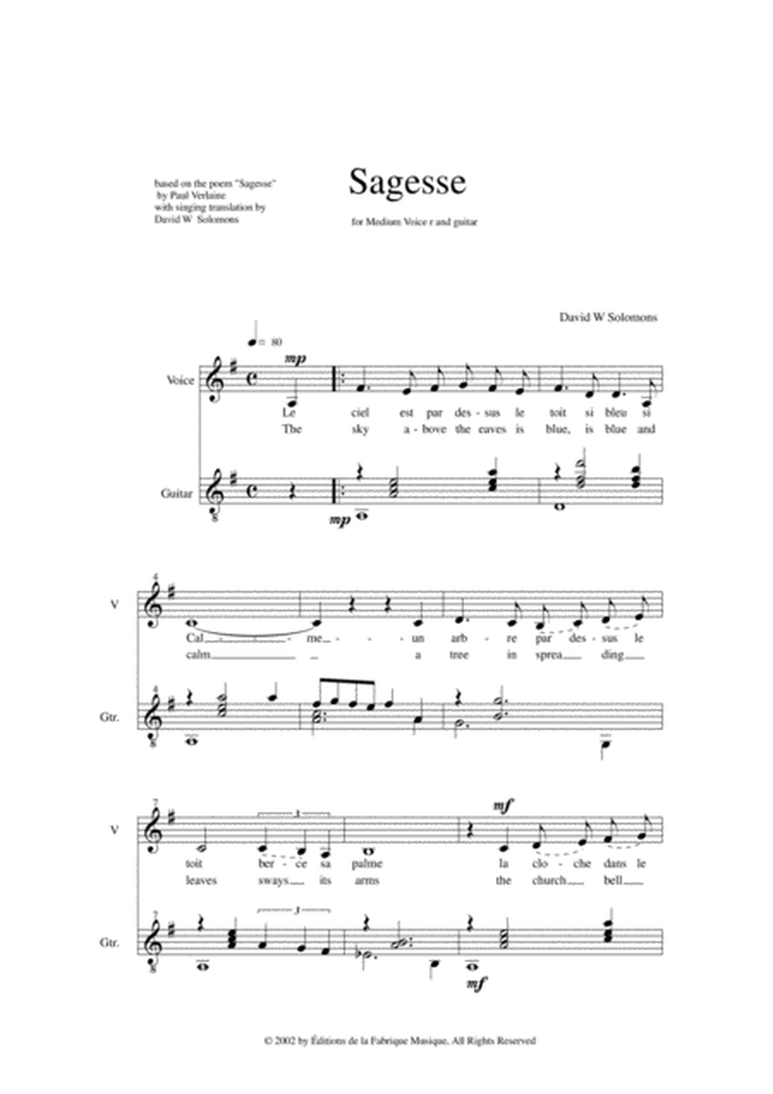 David Warin Solomons: Sagesse for medium voice and guitar