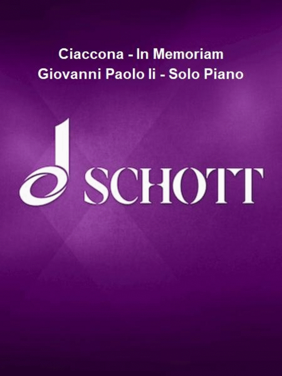 Ciaccona - In Memoriam Giovanni Paolo Ii - Solo Piano