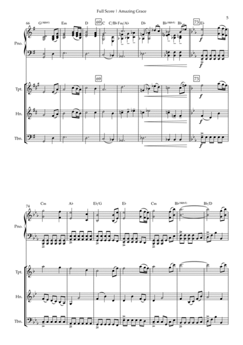 Amazing Grace (John Newton, E. O. Excell) for Brass Trio and Piano Accompaniment with Chords image number null