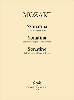 Book cover for Sonatina for clarinet, with piano accompaniment