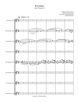 Book cover for Recordare (from "Requiem") (F) (Clarinet Octet)