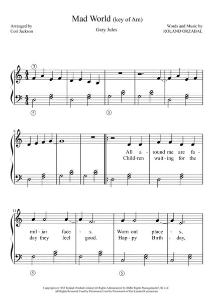 Mad World Sheet music for Piano (Piano Duo)