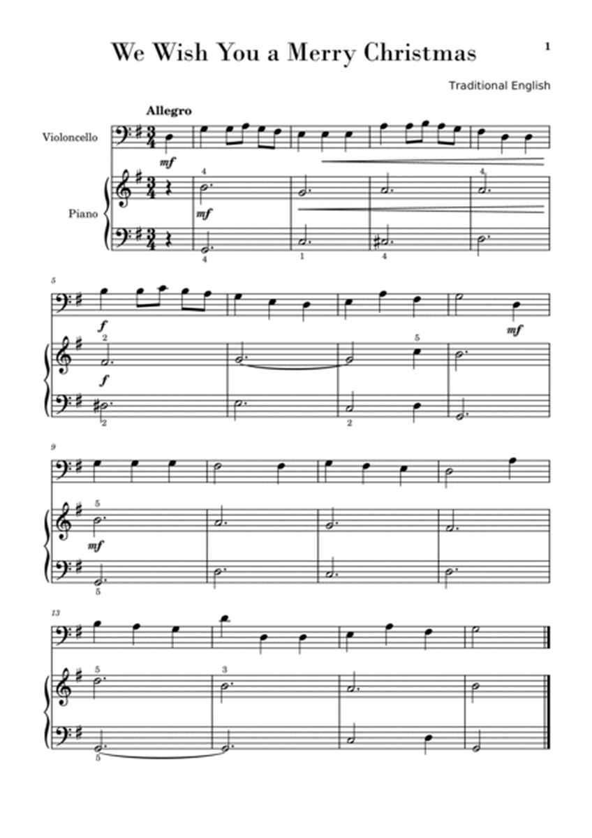 10 Christmas Favorites for Cello and Piano Beginners (Easy Cello / Easy Piano) image number null