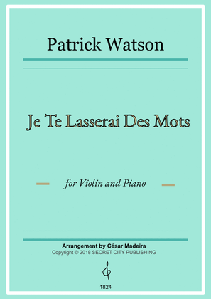 Book cover for Je Te Laisserai Des Mots