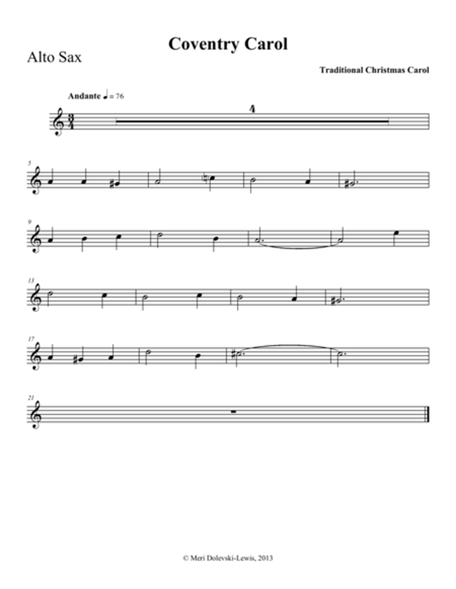 Coventry Carol: E flat saxes (alto, baritone)/piano