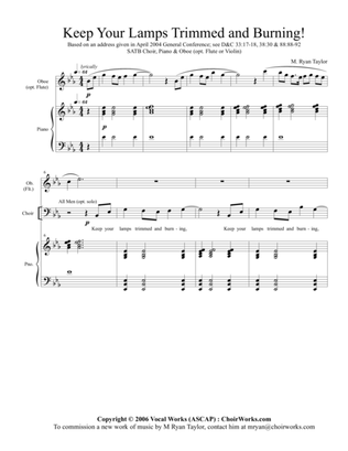 Book cover for Keep Your Lamps Trimmed and Burning : SATB, Piano and Oboe (or Flute or Violin)