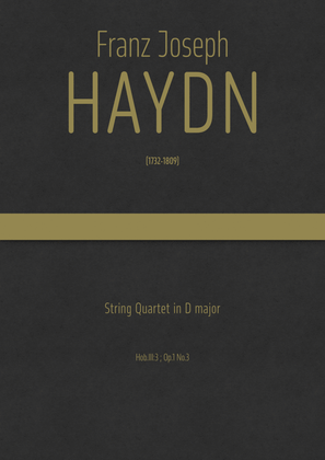Book cover for Haydn - String Quartet in D major, Hob.III:3 ; Op.1 No.3