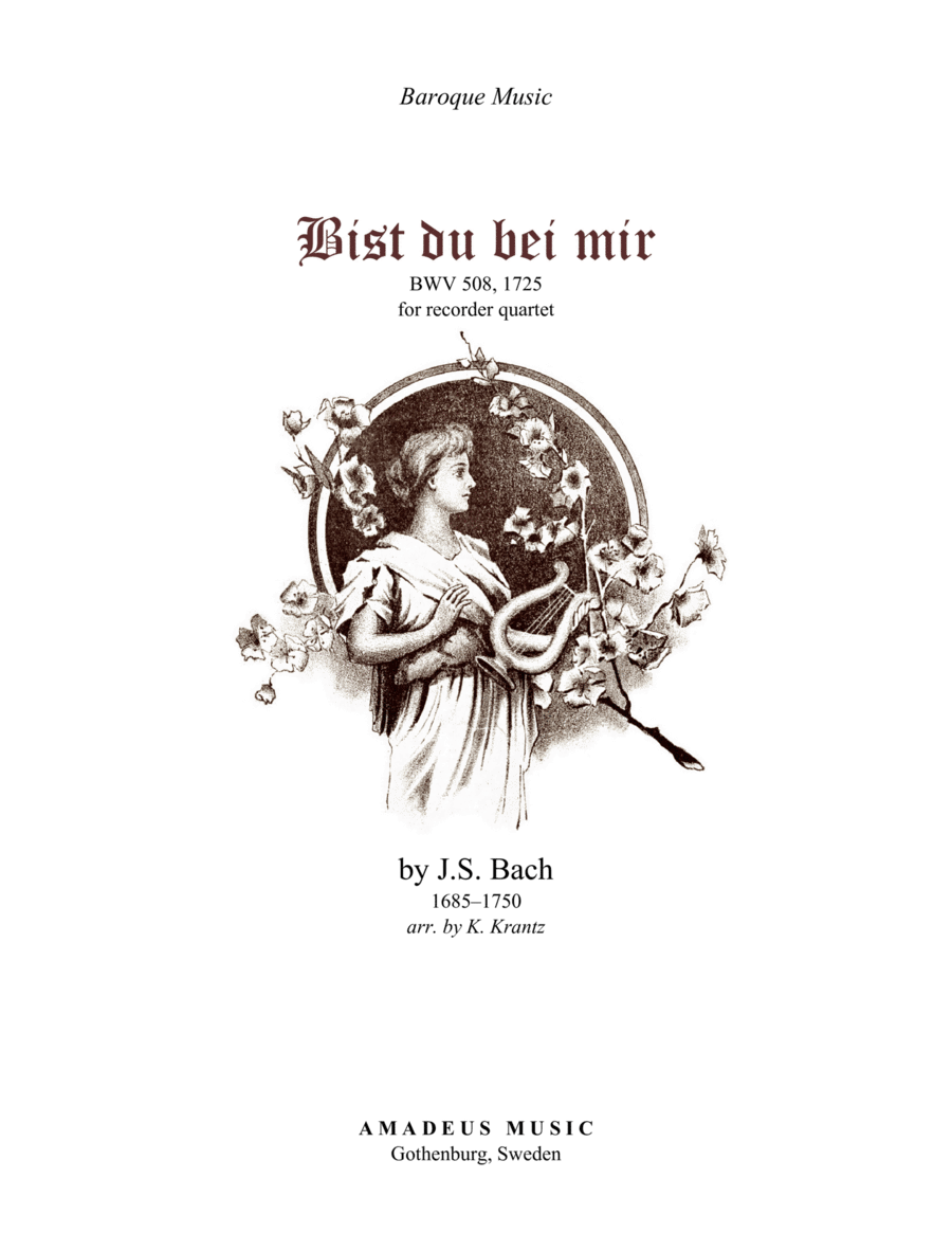 Bist du bei mir, Be thou with me BWV 508 for recorder quartet (SATB) image number null