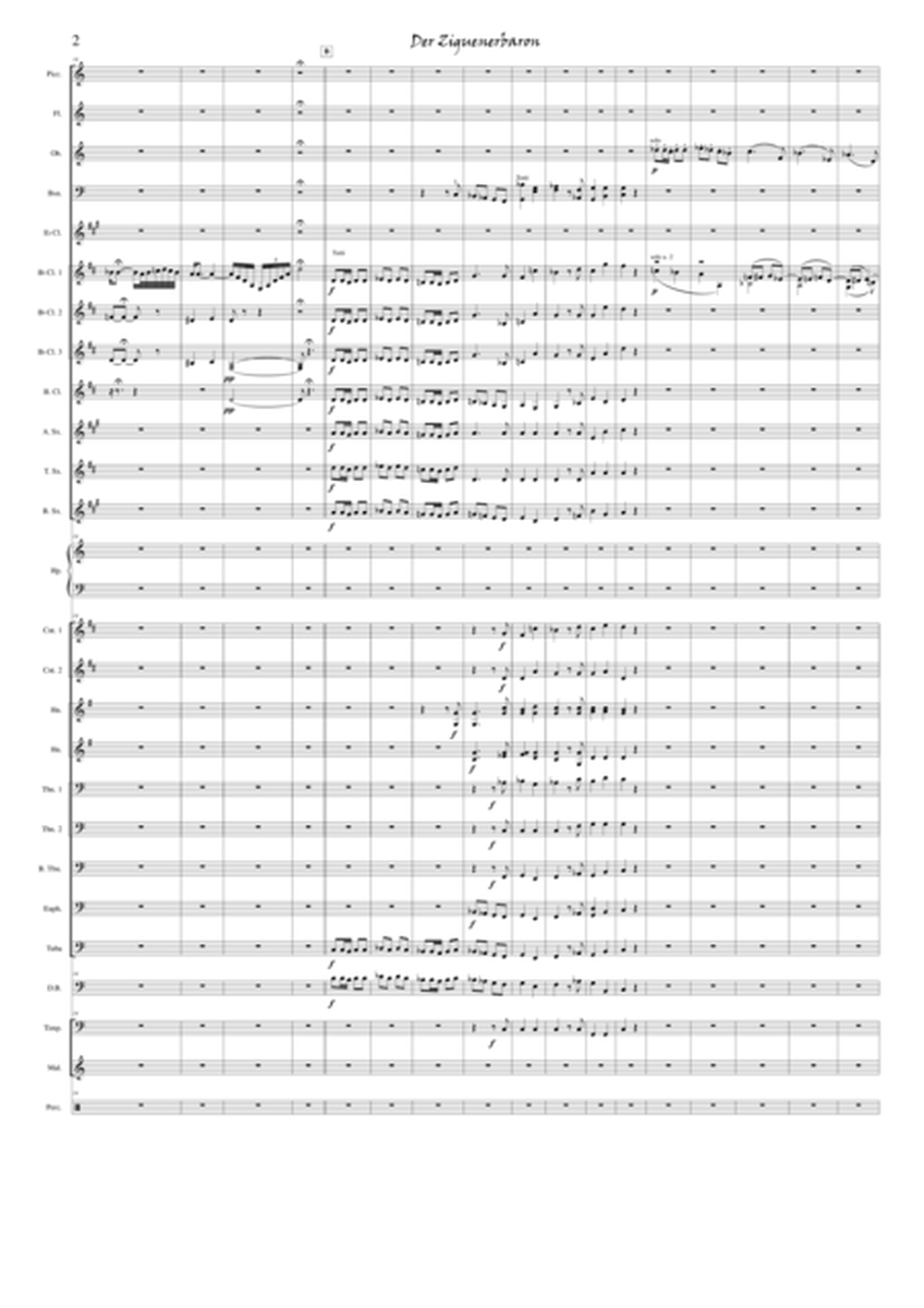 Overture from the opera Der Zigeunerbaron, arraged for Symphonic band (score)