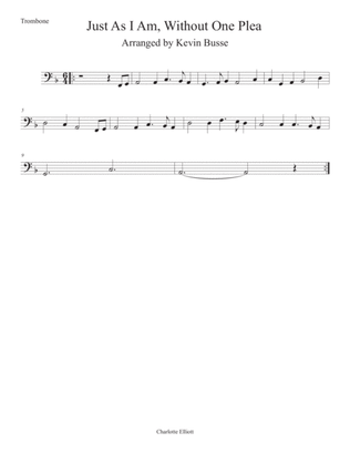 Book cover for Just As I Am, Without One Plea (Easy key of C) - Trombone