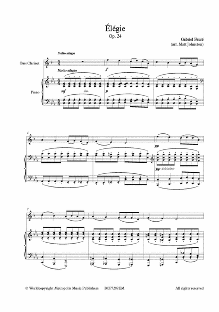 Elegie, Op. 24 for Bass Clarinet and Piano