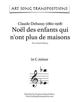 Book cover for DEBUSSY: Noël des enfants qui n'ont plus de maisons (transposed to C minor)