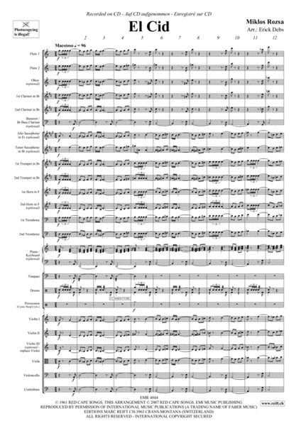 El Cid (fanfare And Entry Of The Nobles) by Miklos Rozsa - Small Ensemble -  Digital Sheet Music