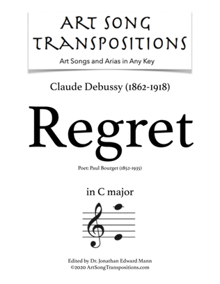 Book cover for DEBUSSY: Regret (transposed to C major)