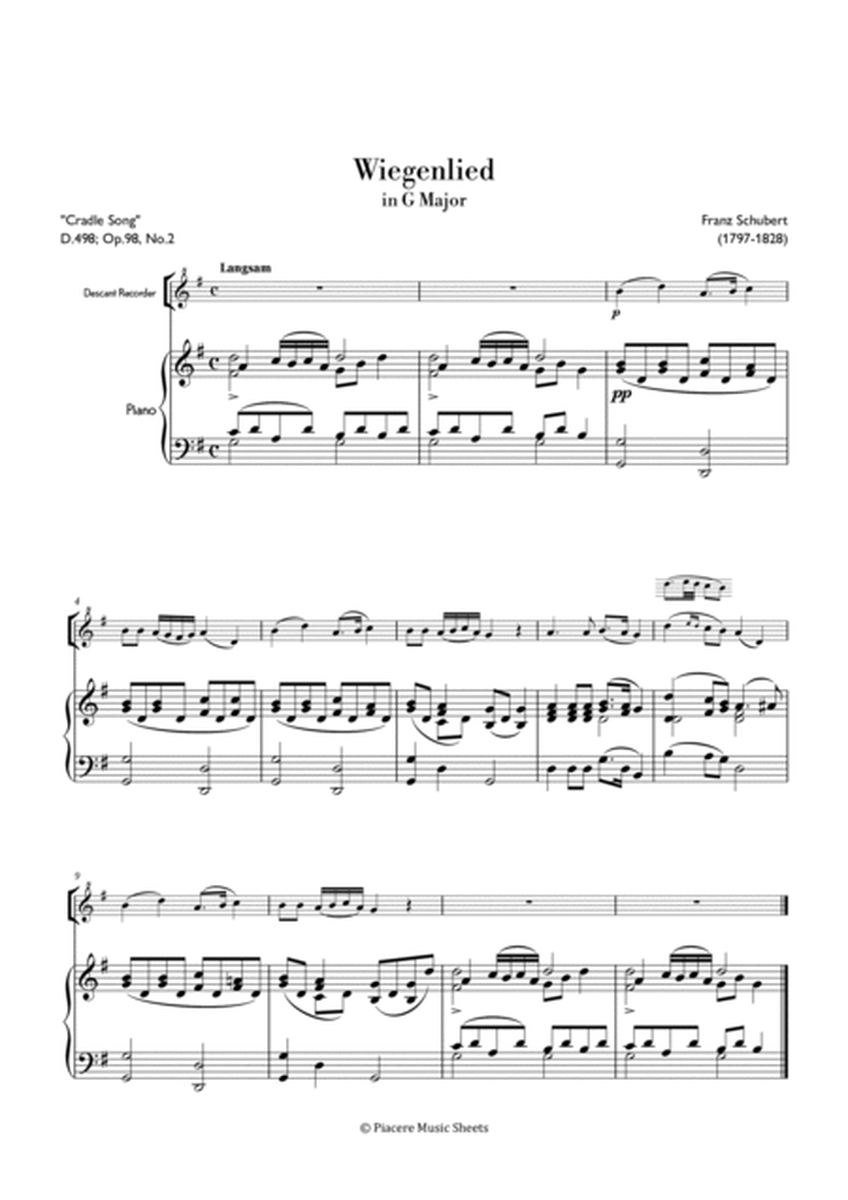 Schubert - Wiegenlied (Cradle Song) in G Major - Easy image number null