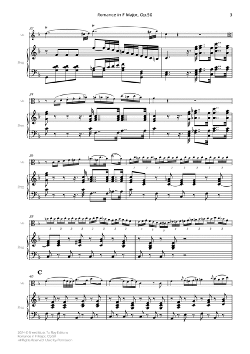 Romance in F Major, Op.50 - Viola and Piano (Full Score and Parts) image number null