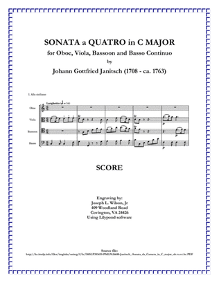 Janitsch Sonata a Quatro in C Major for Oboe, Viola, Bassoon and Basso Continuo