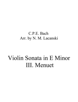 Book cover for Violin Sonata in E Minor III. Menuet