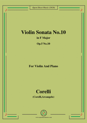 Book cover for Corelli-Violin Sonata No.10 in F Major,Op.5 No.10,for Vioin&Piano