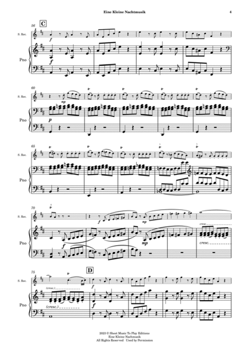 Eine Kleine Nachtmusik (1 mov.) - Soprano Recorder and Piano (Full Score and Parts) image number null