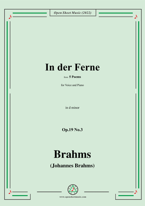 Book cover for Brahms-In der Ferne,Op.19 No.3,from 5 Poems,in d minor