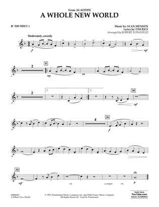 Book cover for A Whole New World (from Aladdin) (arr. Robert Longfield) - Bb Trumpet 1