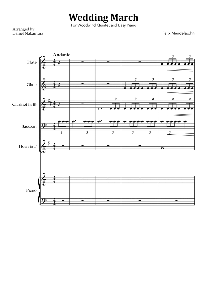 Wedding March (For Woodwind Quintet with Easy Piano) image number null