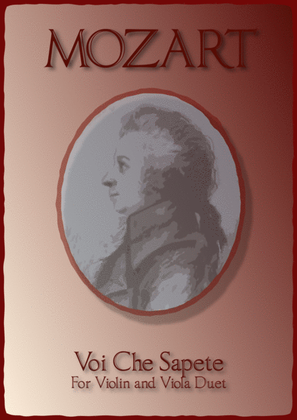 Book cover for Voi Che Sapete, W A Mozart. Duet for Violin and Viola.