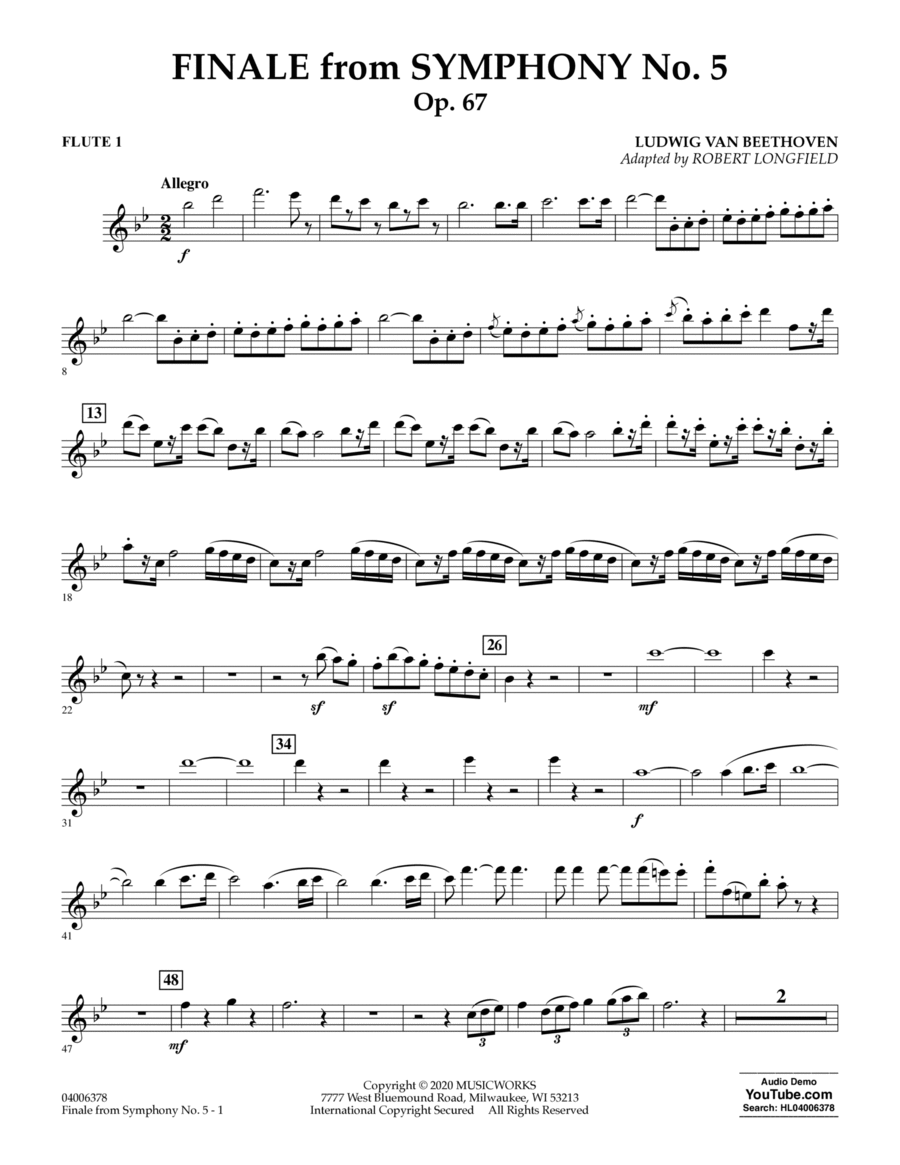 Finale from Symphony No. 5 (arr. Robert Longfield) - Flute 1