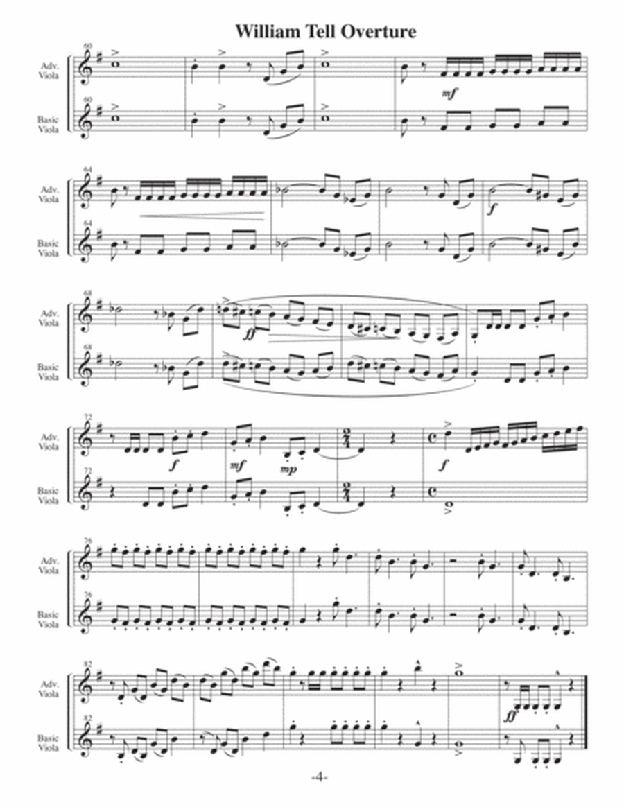 William Tell Overture (Arrangements Level 4 to 6+ for VIOLA + Written Acc) image number null