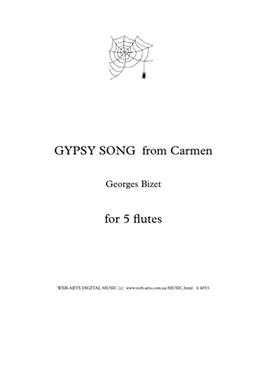 Book cover for GYPSY SONG from Carmen for 5 flutes - BIZET