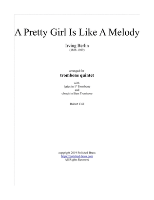 Book cover for A Pretty Girl Is Like A Melody (Trombone quintet)