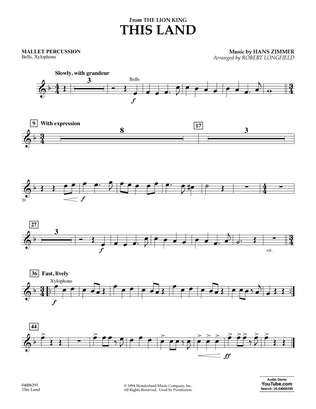 Book cover for This Land (from The Lion King) (arr. Robert Longfield) - Mallet Percussion