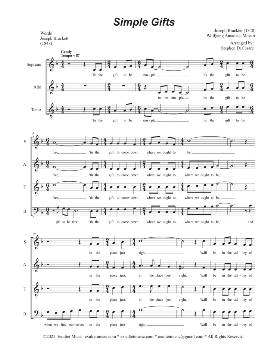 Simple Gifts (SATB) image number null