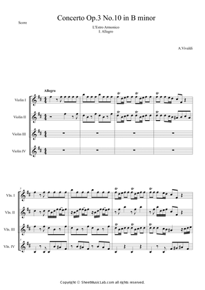Book cover for Concerto Op.3 No.10 in B minor I. Allegro