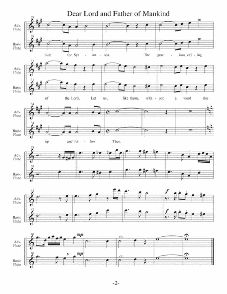 Dear Lord and Father of Mankind (Arrangements Level 1-3 for FLUTE + Written Acc) Hymn image number null