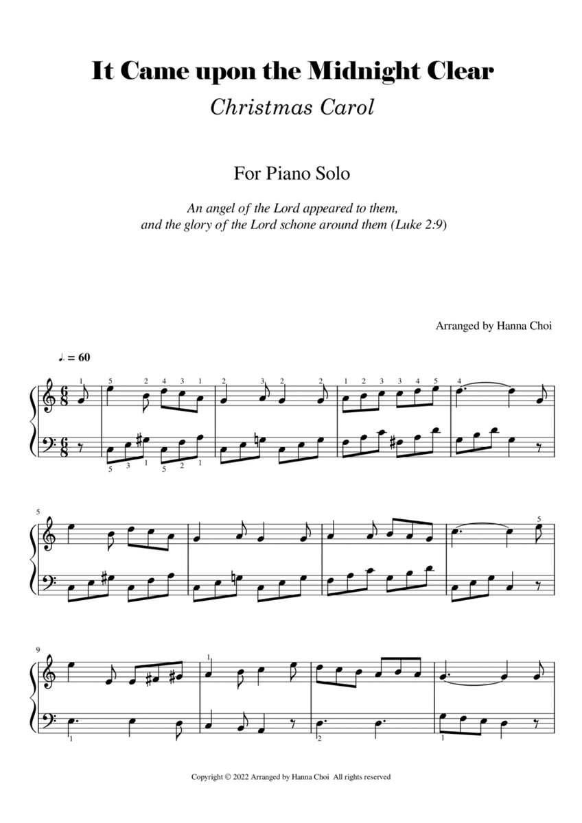 It Came Upon a Midnight Clear [Christmas Carol for Piano Solo/Easy] image number null