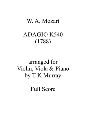 Book cover for Mozart - Adagio in B minor K 540 - Violin, Viola & Piano