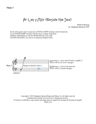Book cover for Ar Lan y Môr (Beside the Sea) HARP 1 for ensemble