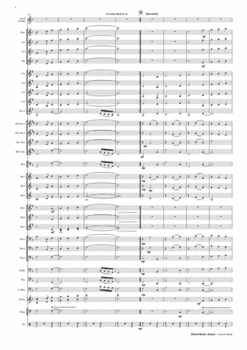 Dear Baby Jesus (Now Rest in Sleep) - Concert Band Score and Parts PDF image number null