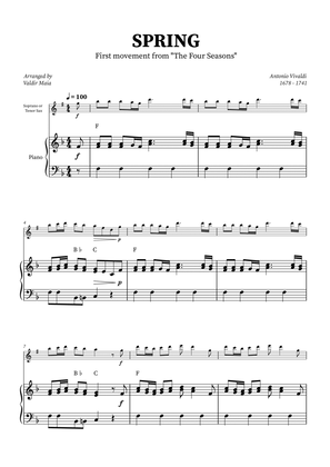 Spring - The Four Seasons for Tenor Sax with Piano Accompaniment (+ CHORDS)