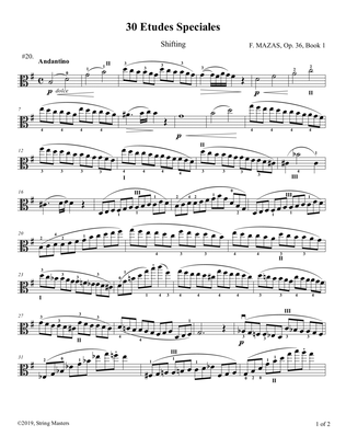 Book cover for Mazas, Etudes for Viola Op 36, Book 1, No.20