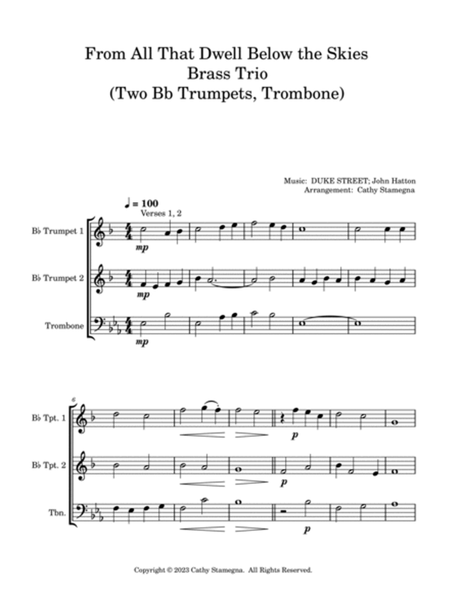 From All That Dwell Below the Skies (Brass Trio: Two Bb Trumpets, Trombone) image number null