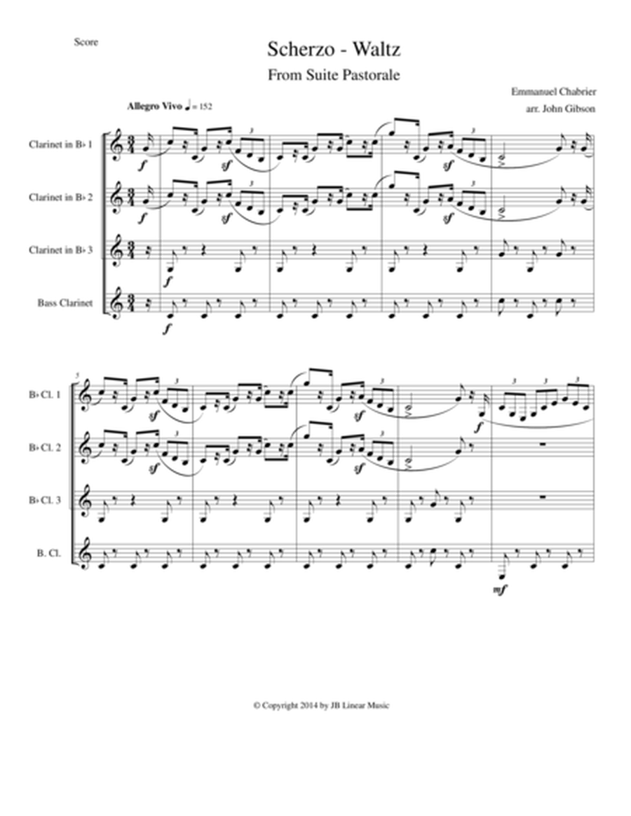 Chabrier - clarinet quartet - Scherzo from Suite Pastorale image number null