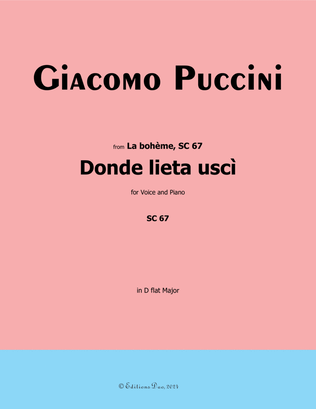 Book cover for Donde lieta uscì, by Puccini, in D flat Major