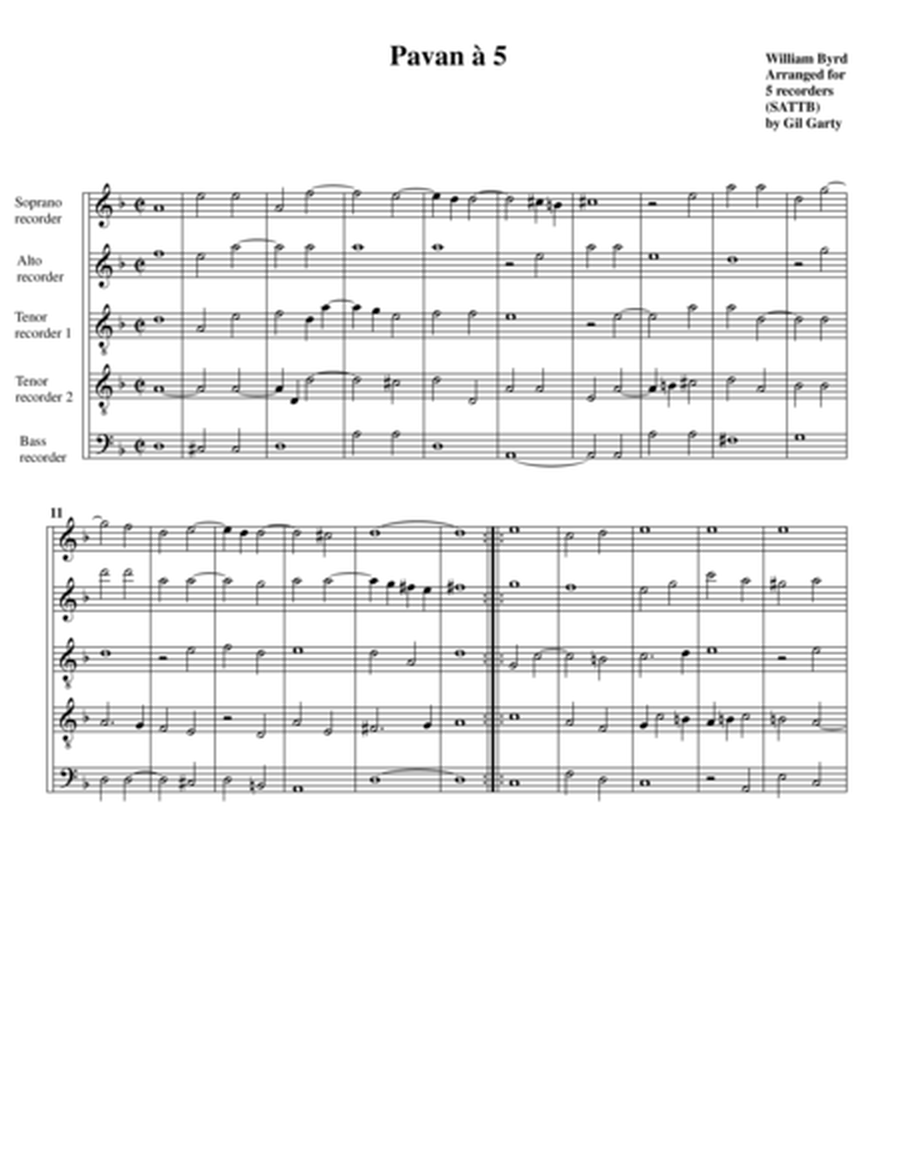 Pavan & Galliard a5 (arrangement for 5 recorders)