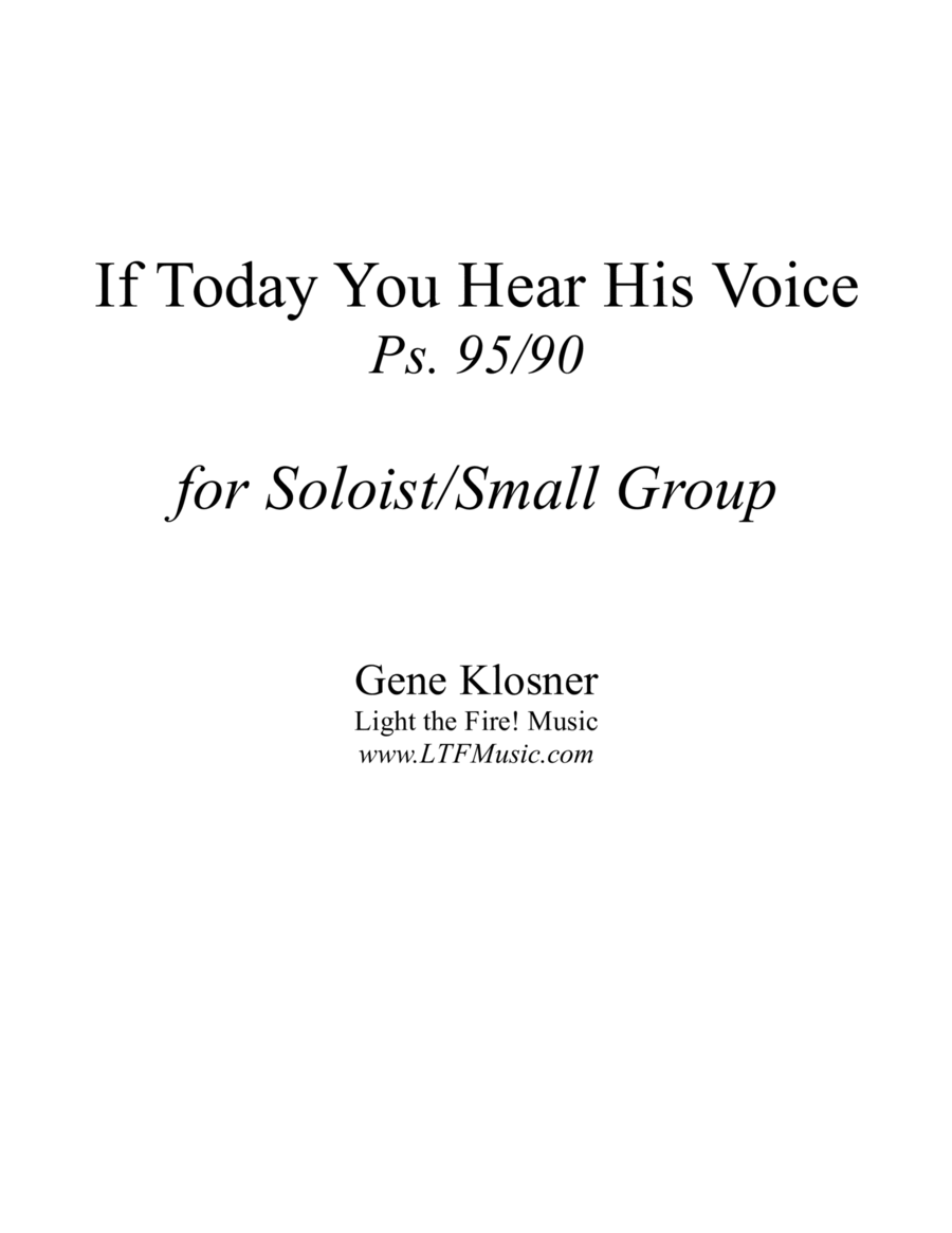 If Today You Hear His Voice (Ps. 95) [Soloist/Small Group] image number null