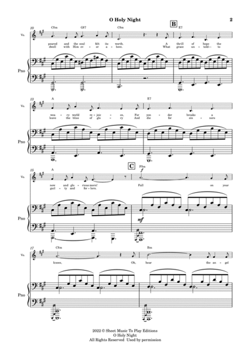 O Holy Night - Voice and Piano - A Major - W/Chords (Full Score and Parts) image number null